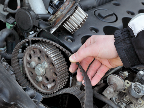 A cambelt has teeth that help it locate on the crankshaft pulley Changing a timing belt