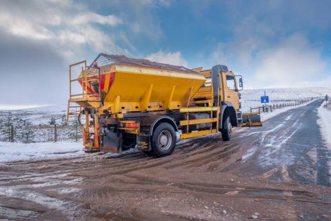 There's no avoiding the salt spread by gritters during winter Salt being spread on a road in winter