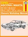 Opel Ascona & Manta (B Series) (Sept 75 - 88) Haynes Repair Manual