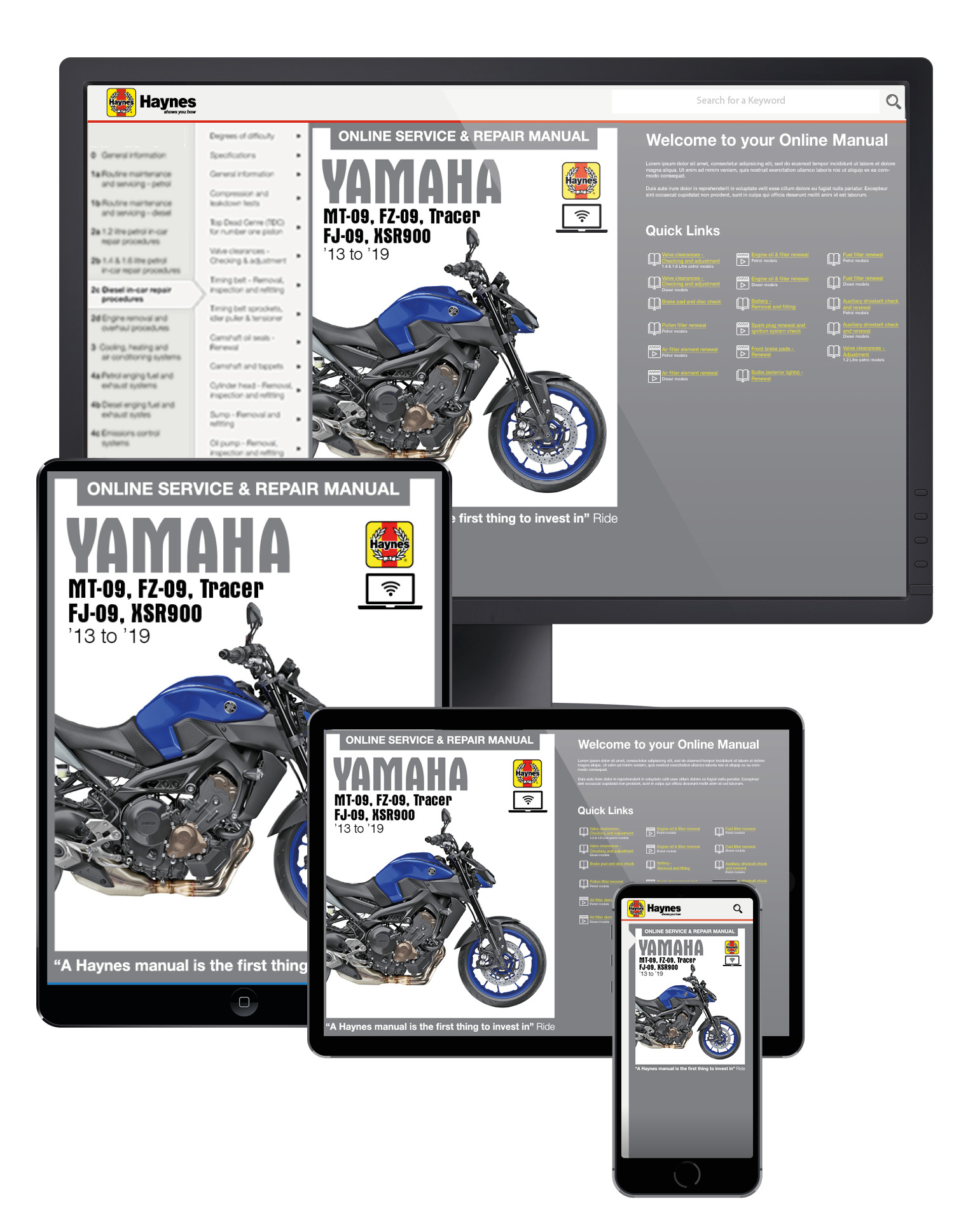 Yamaha MT-09, Tracer and XSR900 (13-19) Haynes Online Manual