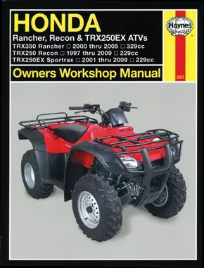 Honda TRX250 Recon (97-09), TRX250EX Sportrax (01-09), & TRX350 Rancher (00-05) ATV Haynes Repair Manual