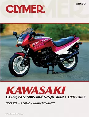 Kawasaki EX500, GPZ 500S & Ninja 500R Motorcycle (1987-2002) Service Repair Manual