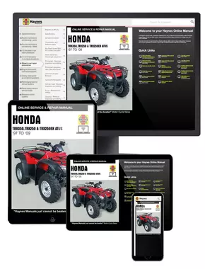 Honda TRX Haynes Online Manual covering TRX250 Recon (1997-2009), TRX250EX Sportrax (2001-2009), and TRX350 Rancher (2000-2005)