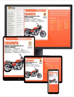 Triumph Bonneville Haynes Online Manual covering Bonneville, T100, Speedmaster, America, Thruxton and Scrambler (01-15) (See specific years covered)