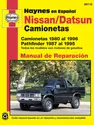 Nissan/Datsun Camionetas Haynes Manual de Reparación: Camionetas (80-96) & Pathfinder (87-95). Todos los modelos con motores de gasolina Haynes Repair Manual (edición española)